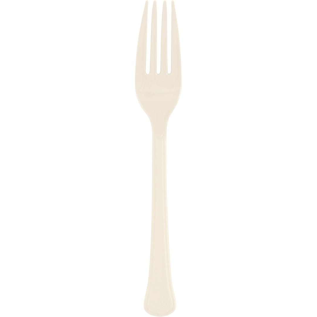 Vanilla Cream Solid Premium Plastic Forks, 20ct