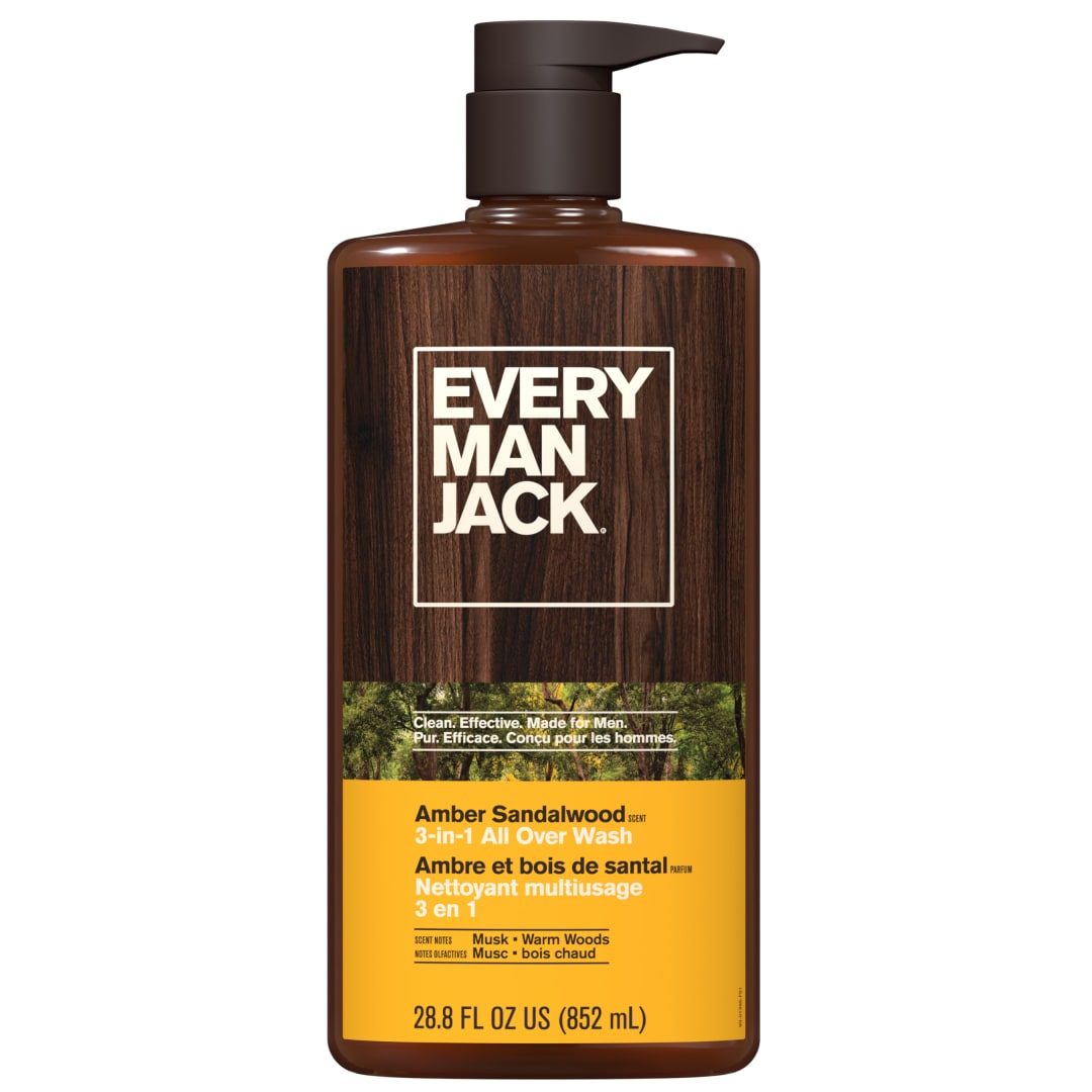 Every Man Jack Hydrating Sandalwood 3-in-1 All Over Wash for Men, Naturally Derived, 852ml