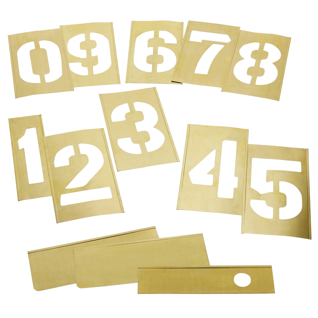 Stencil Set-Numbers 8" Brass 13 Pieces