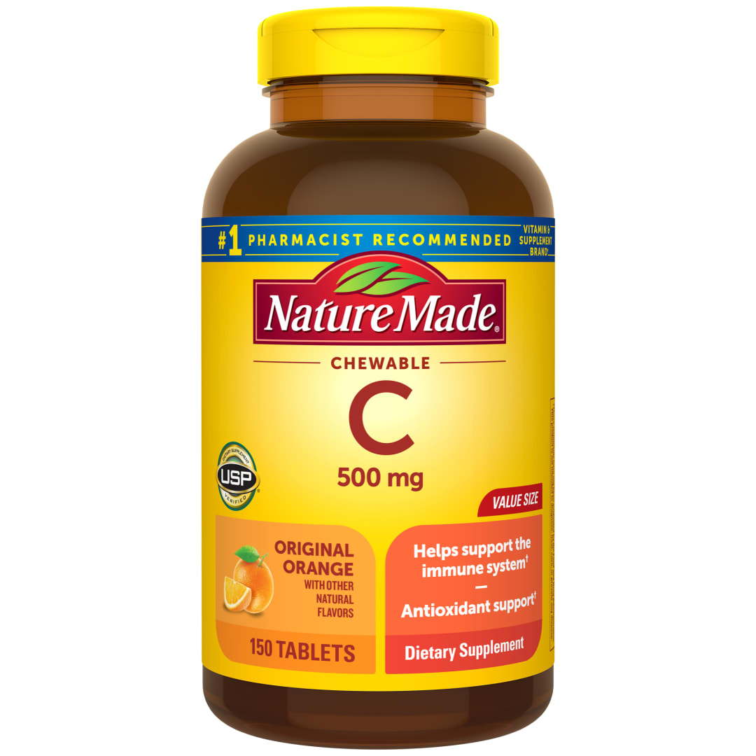 Nature Made Chewable Vitamin C 500 mg, Adult Vitamin C Chewable Tablets for Immune Support, 150 Tablets, 150 Day Supply