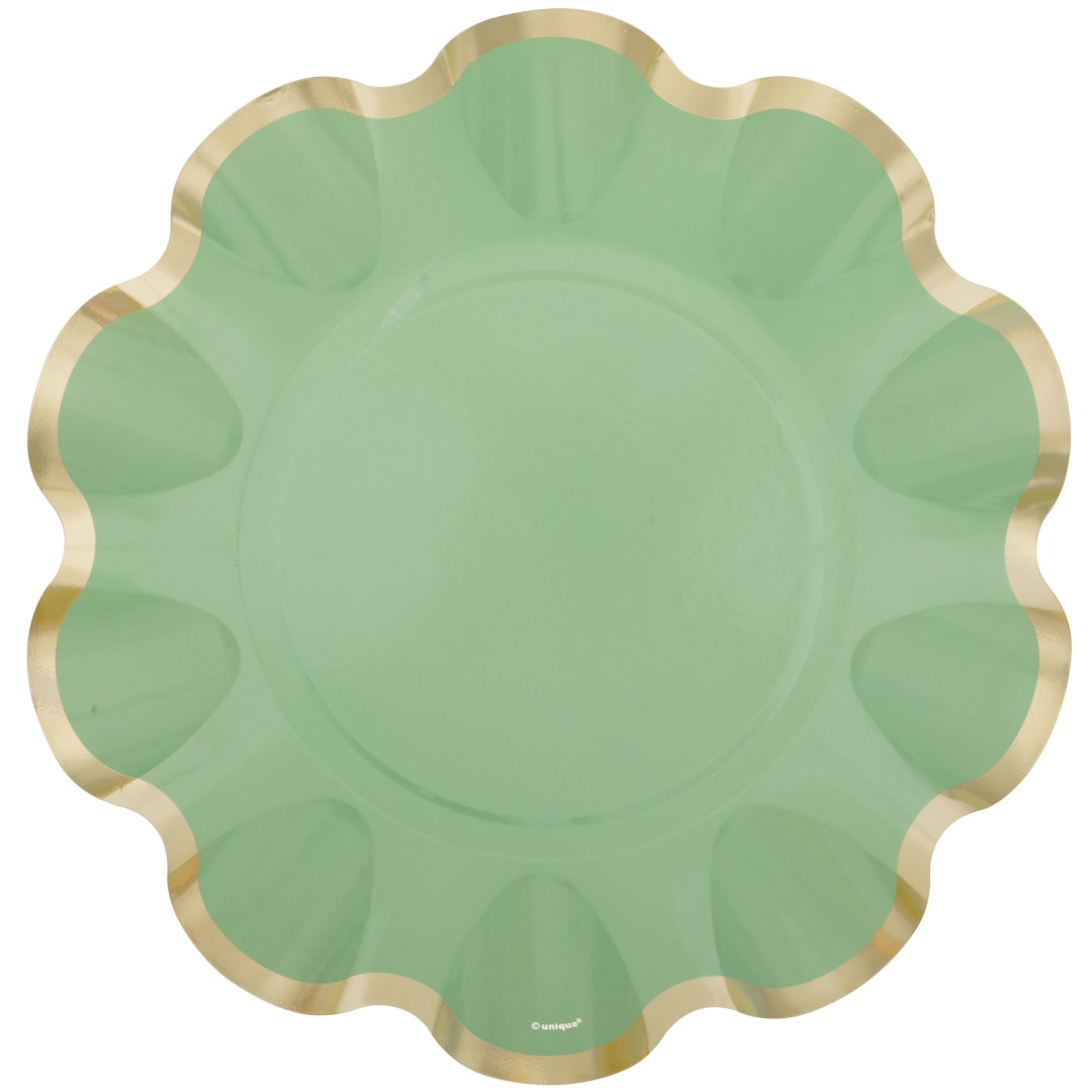 Elegant Sage Ruffle Edge 10" Dinner Plates, 8ct
