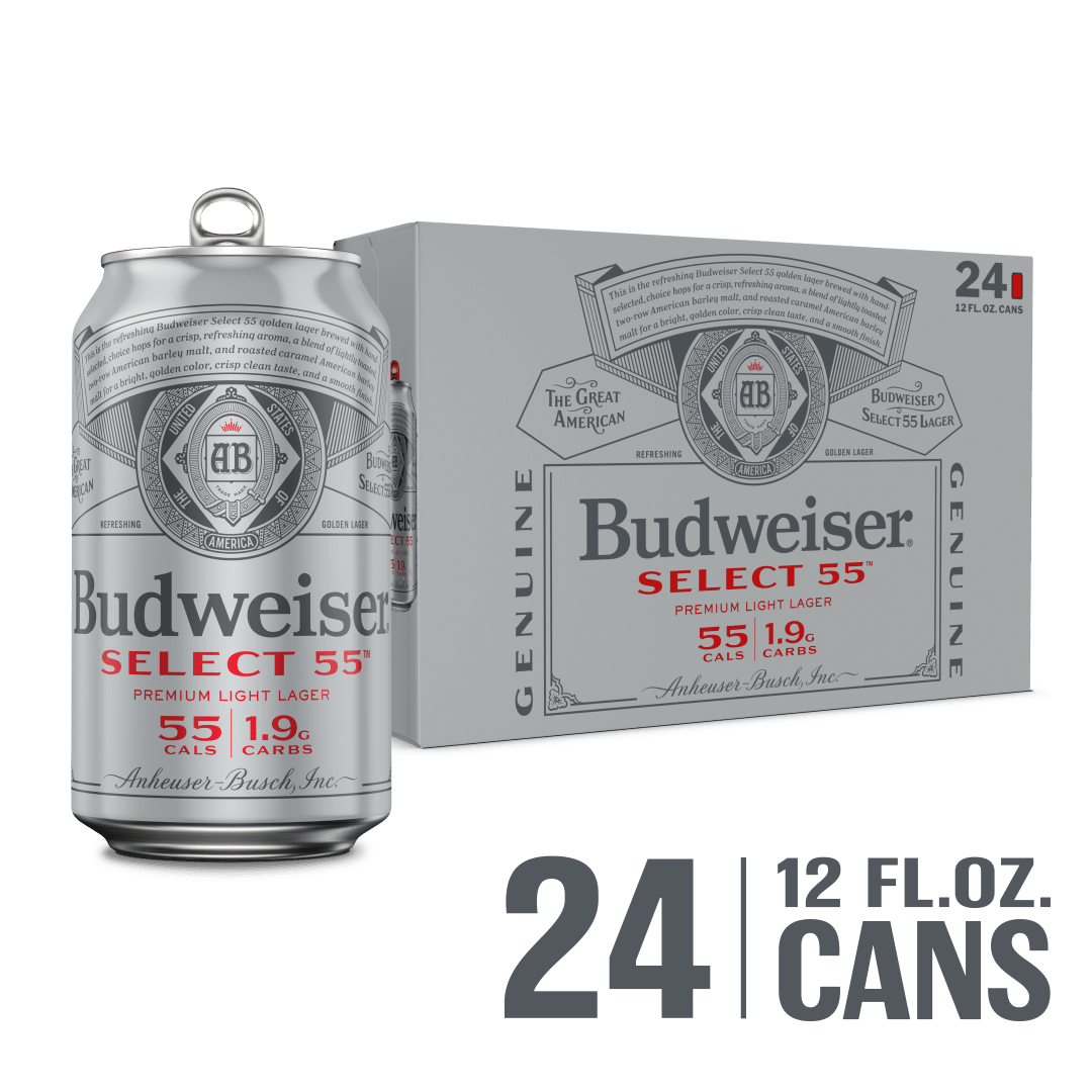 Budweiser Select 55 Light Beer, 24 Pack 12 fl. oz. Cans, 2.4% ABV