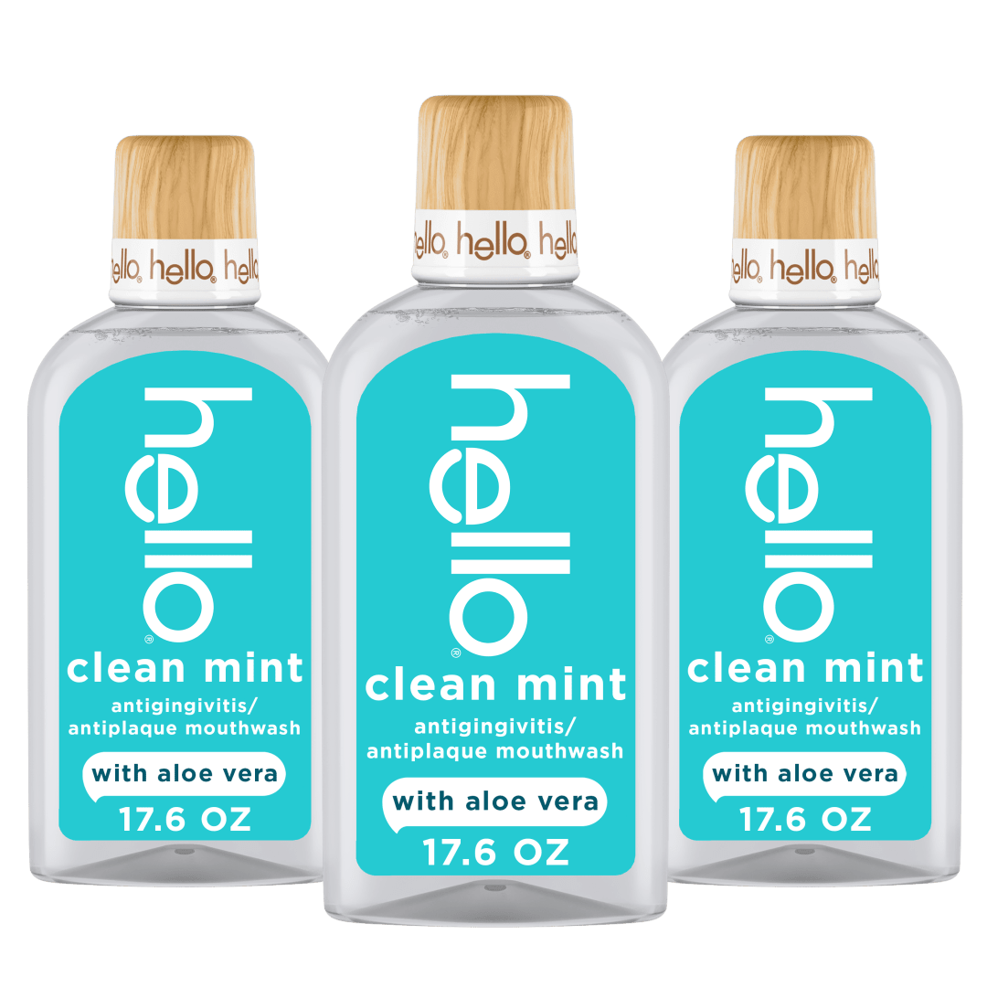 hello Clean Mint Alcohol Free Mouthwash with Aloe Vera, Fluoride Free Gum Mouthwash, 17.6 fl oz