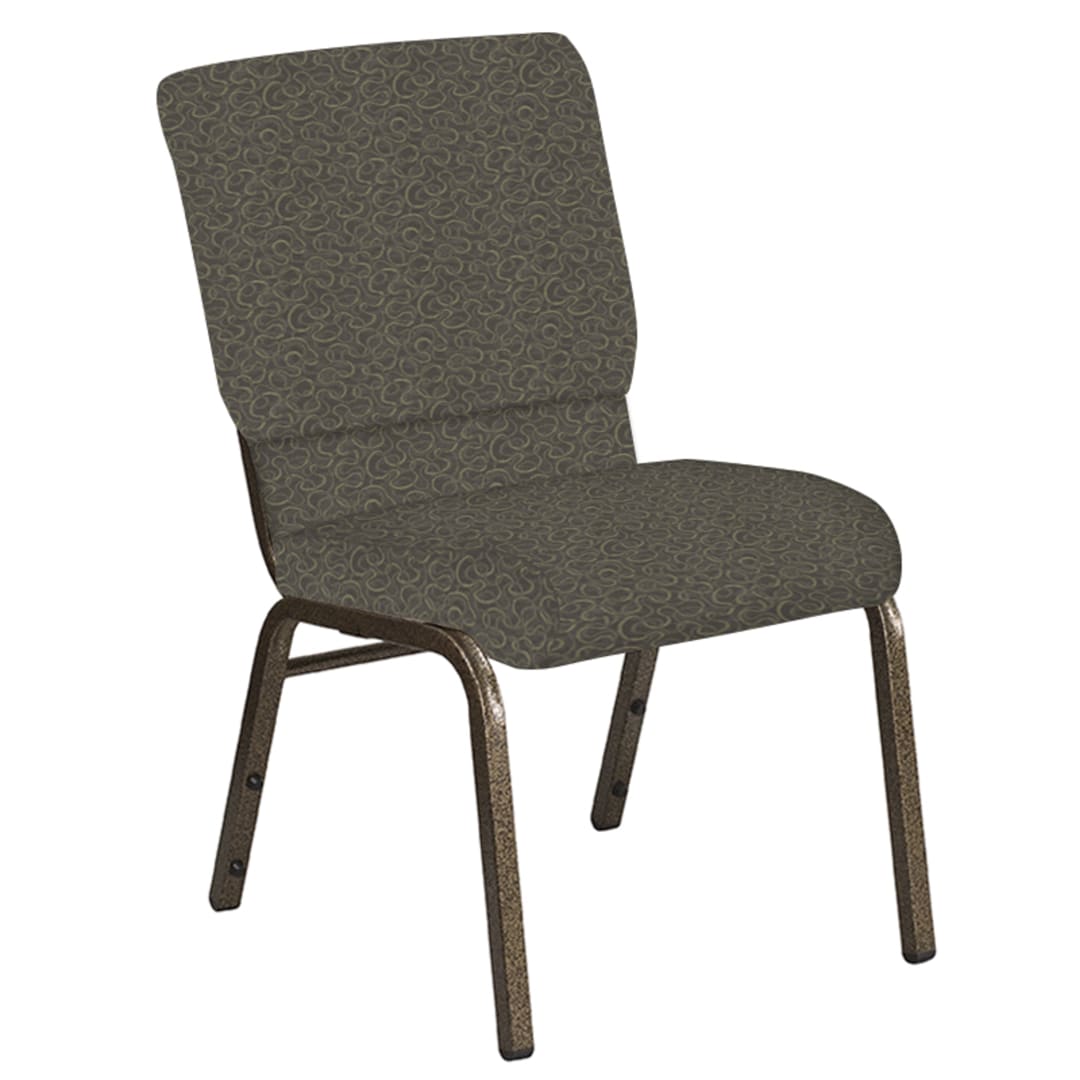 Embroidered 18.5''W Church Chair in Ribbons Bark Fabric - Gold Vein Frame