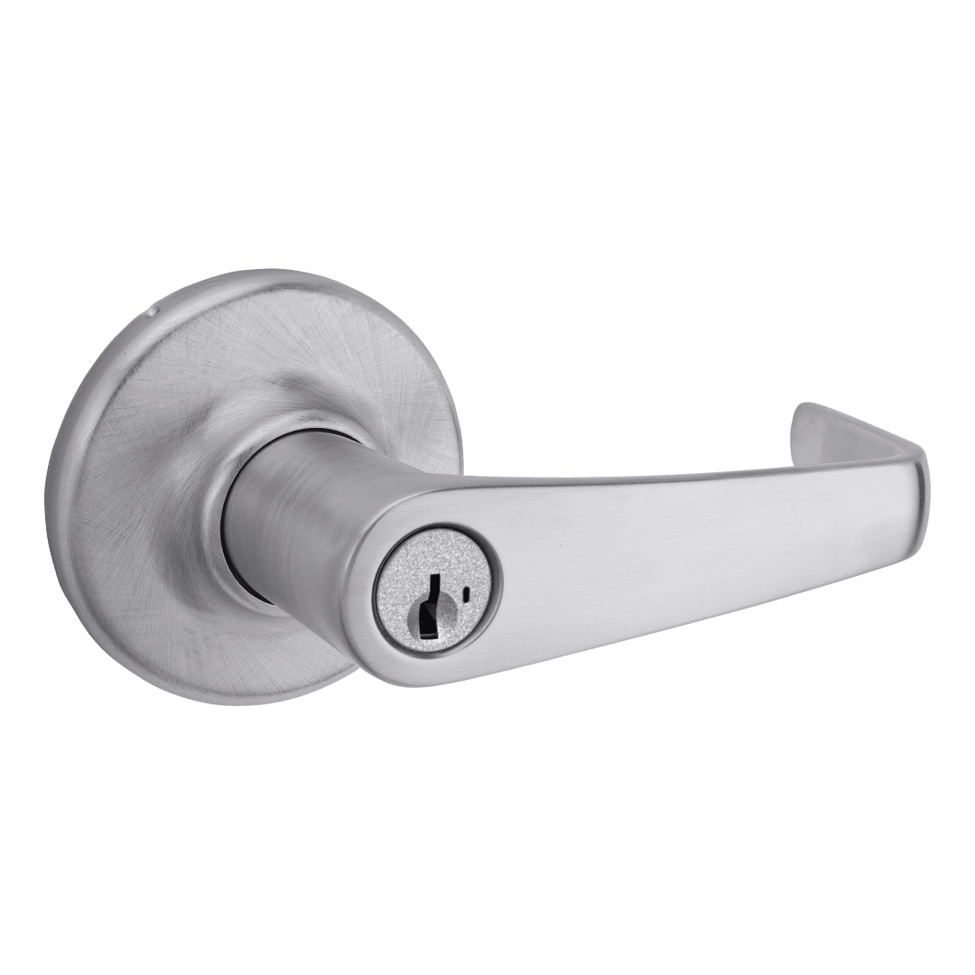 Kingston Keyed Entry UL Door Lever in Satin Chrome featuring SmartKey Security