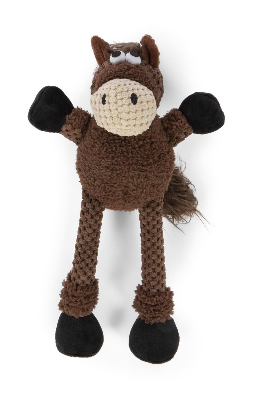 goDog Checkers Skinny Horse Squeaky Plush Dog Toy With Chew Guard Technology, Small