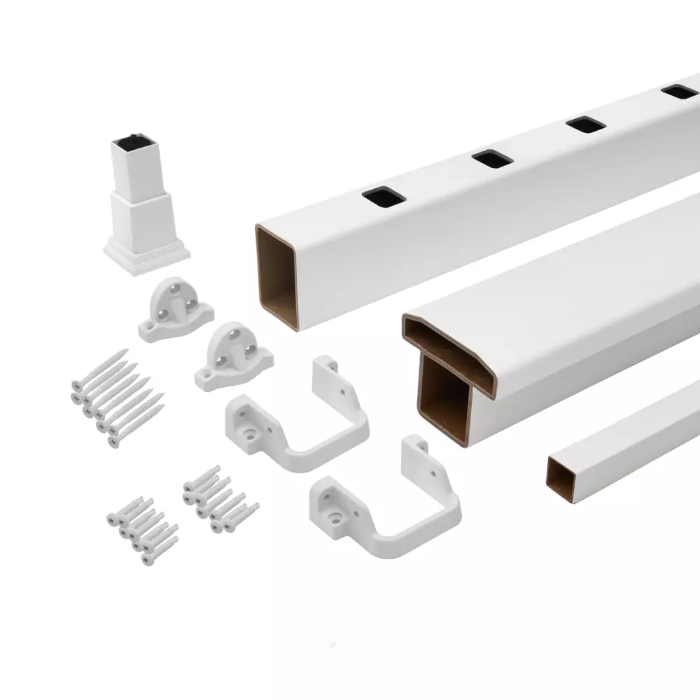 6-ft x 42-in Select Horizontal T-Rail Kit with Square Composites Balusters - Classic White