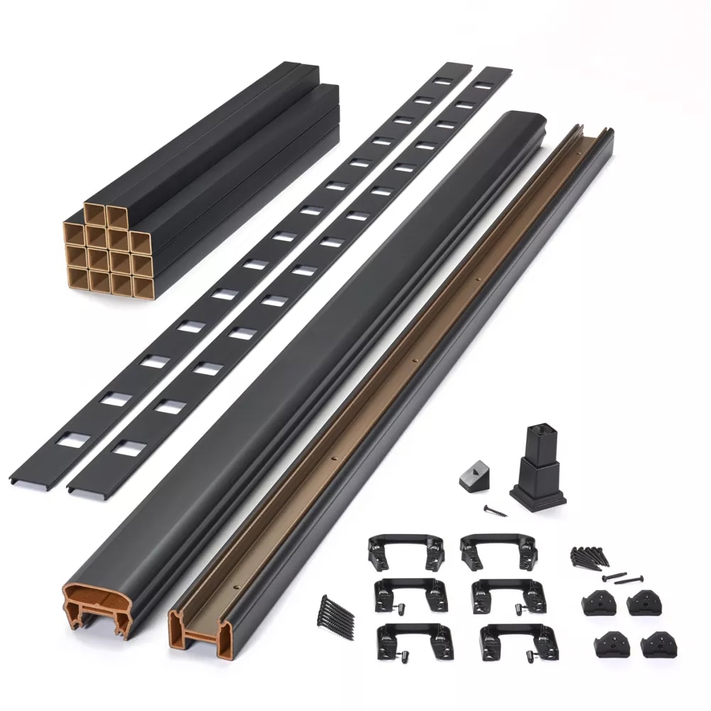 6-ft x 36-in Transcend Horizontal Rail Kit with Composite Balusters - Charcoal Black Full Span