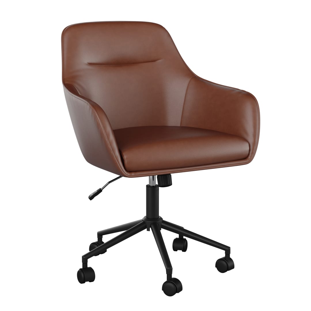 Rayna Upholstered Office Chair in Saddle Brown/Oil Rubbed Bronze