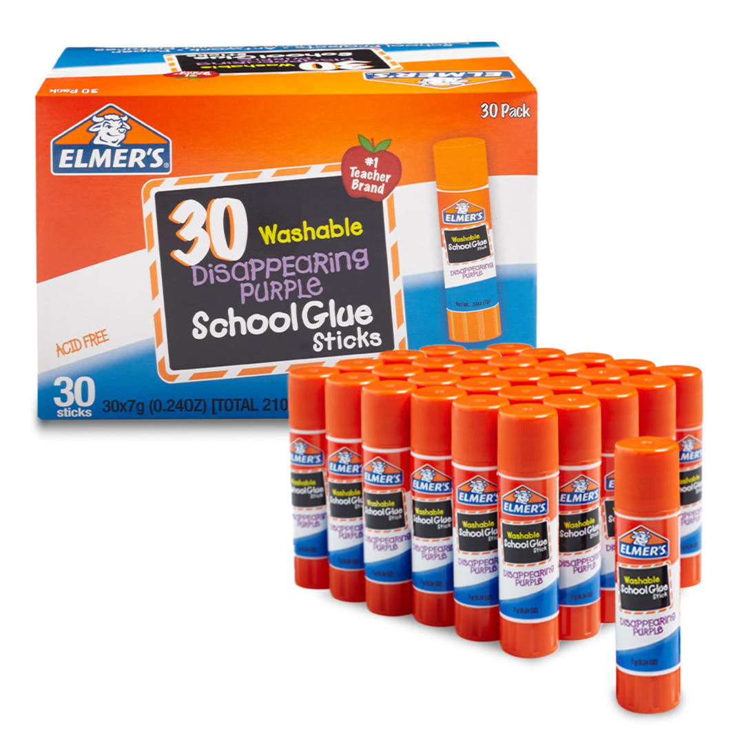 Elmer's Disappearing Purple School Glue Sticks, Washable, 7 Gram, 30 Count
