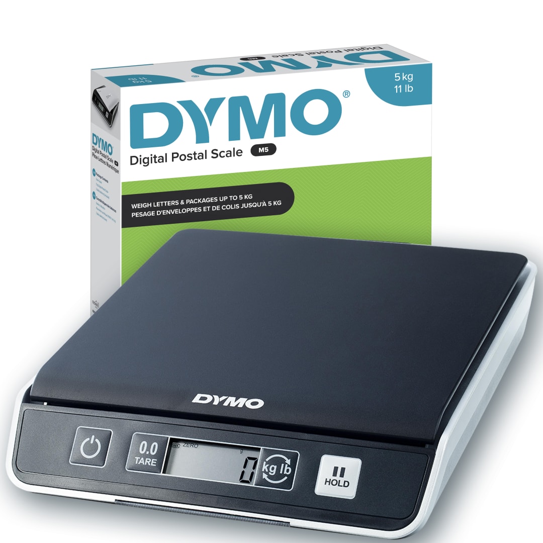 DYMO M5 Báscula digital para paquetes y envíos | Capacidad de hasta 5 kg | 20 cm x 20 cm