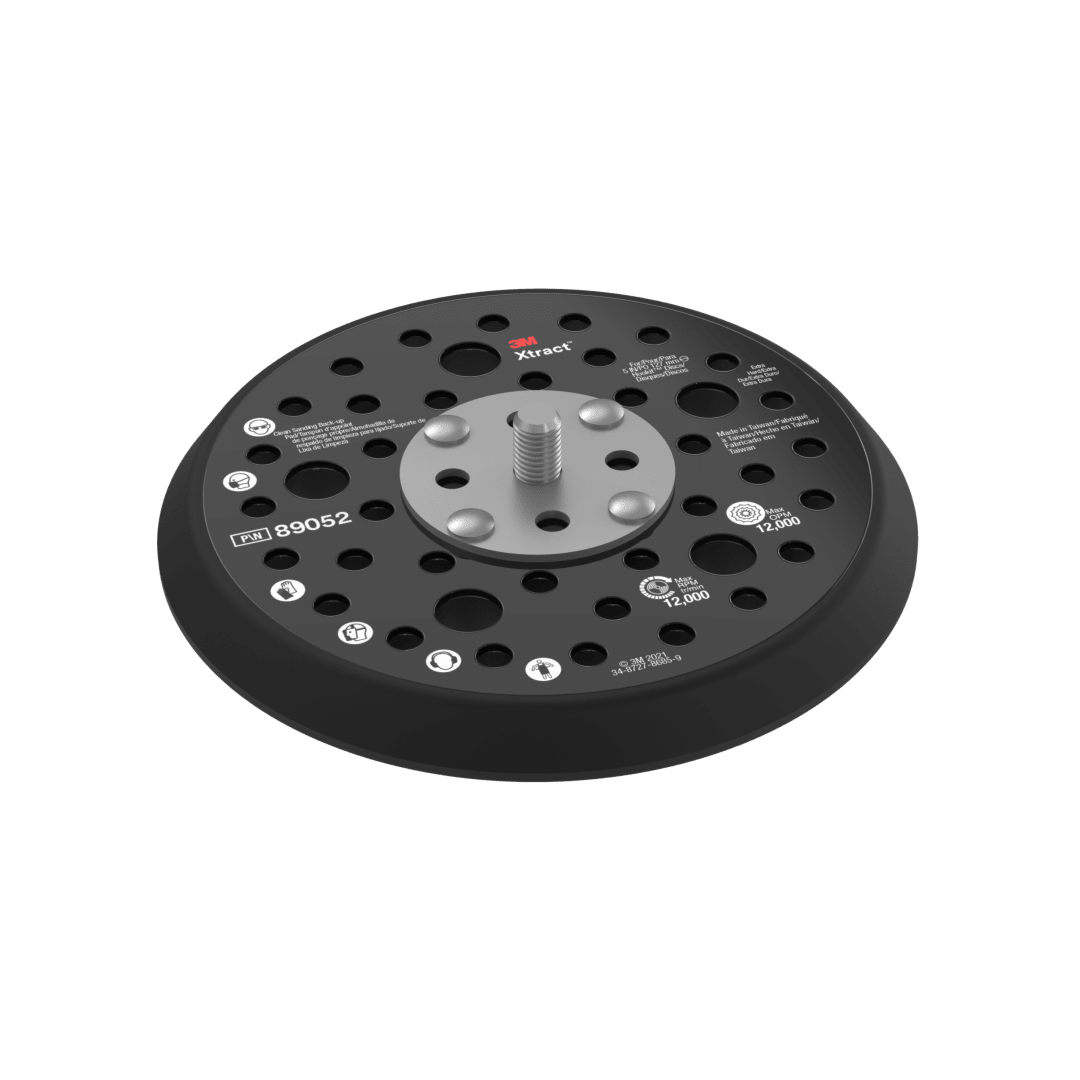 3M Xtract™ Back-up Pad, 89052, 5 in, Extra Hard, Black, 10 ea/Case