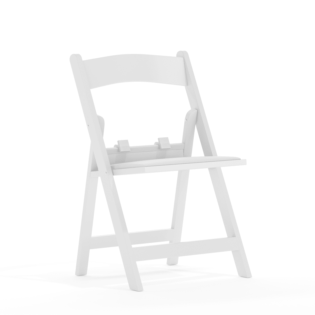 HERCULES Kids White Resin Folding Chair with White Vinyl Padded Seat