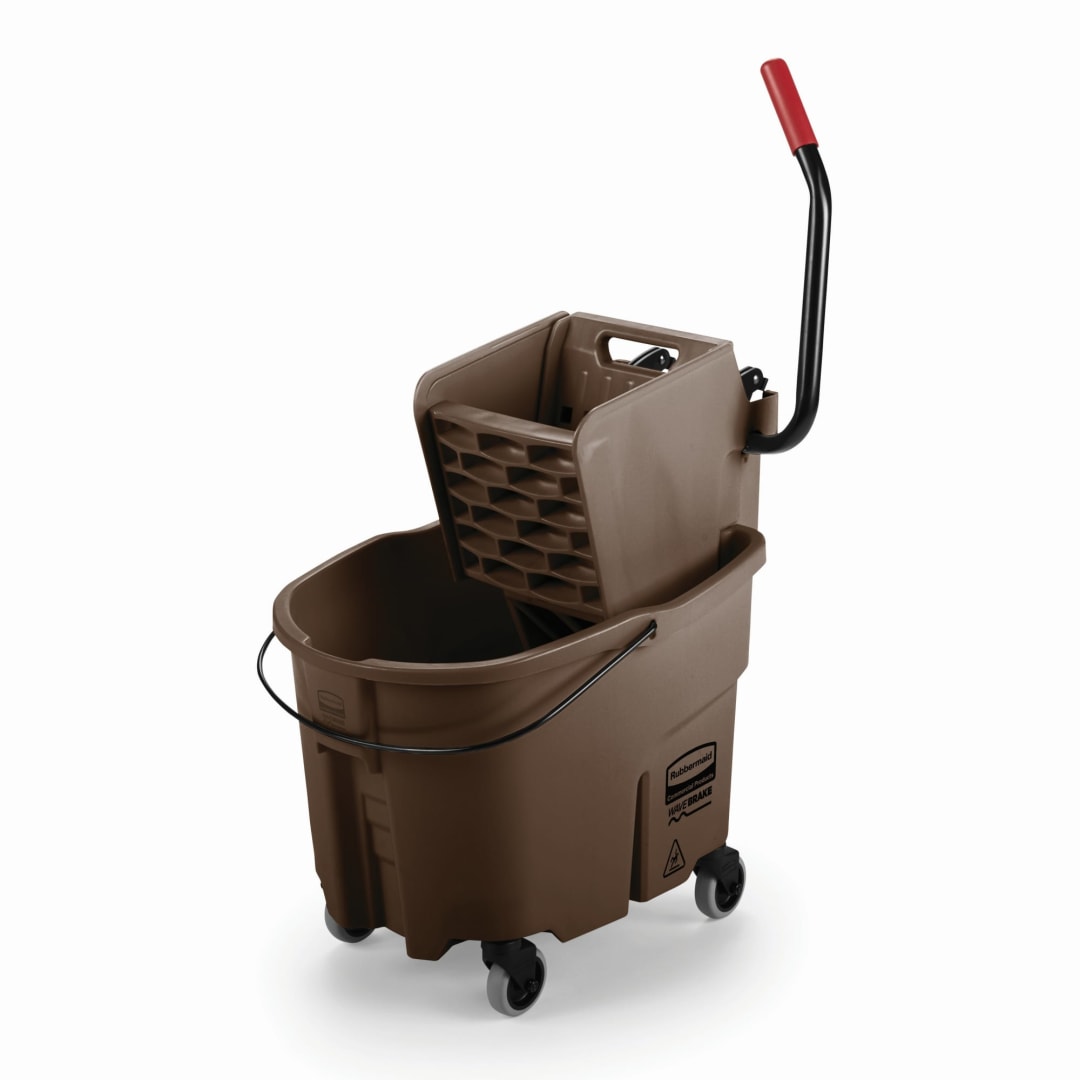 Rubbermaid Commercial Products WaveBrake® 35-Quart Side Press Bucket and Wringer, Brown