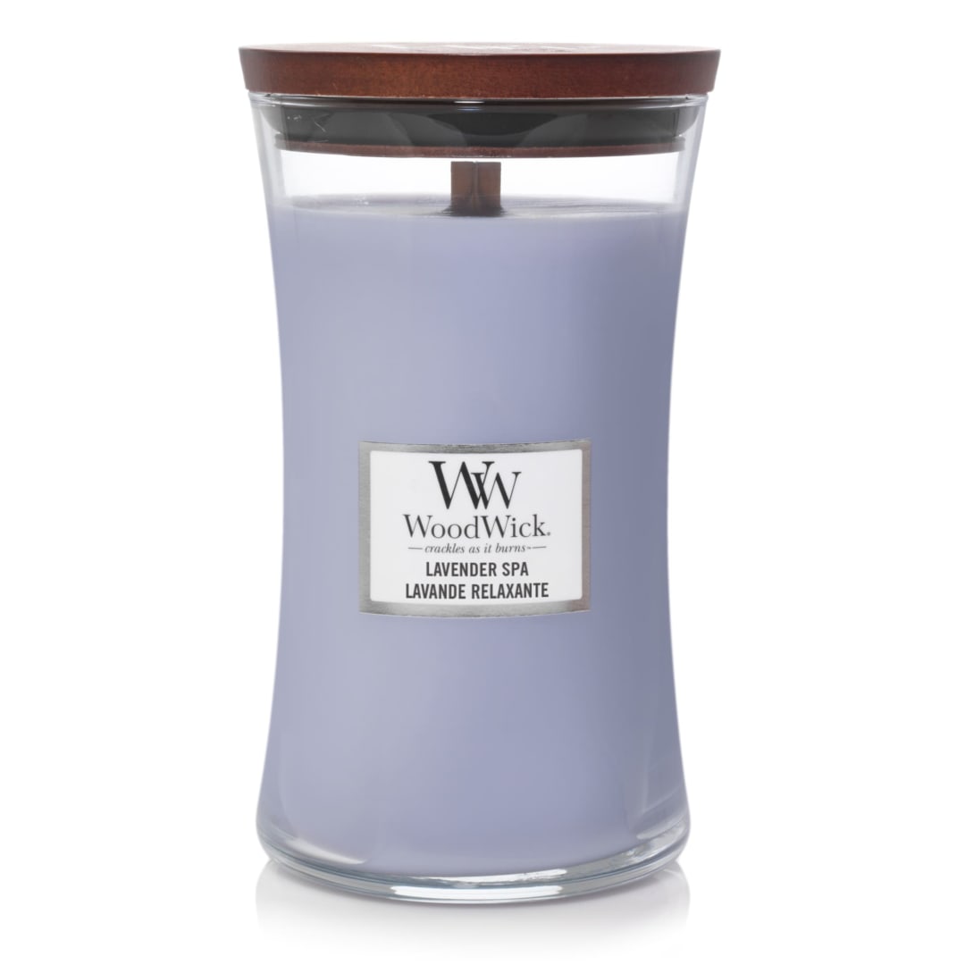 WoodWick® Large Hourglass Scented Candle | Lavender Spa | with Crackling Wick | Burn Time: up to 130 Hours