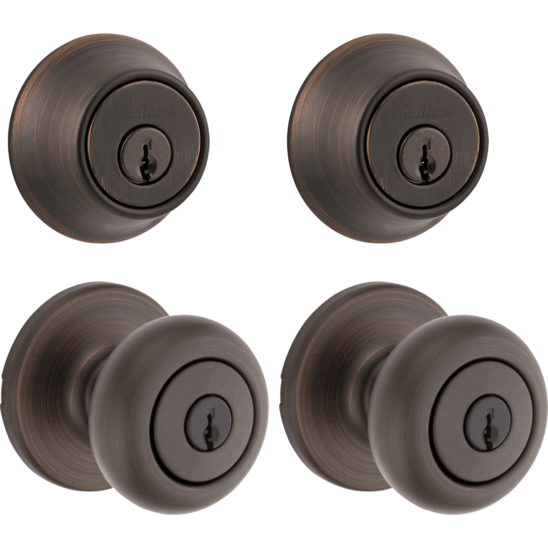 242 Cove Keyed Entry Knob and Single Cylinder Deadbolt Project Pack in Venetian Bronze