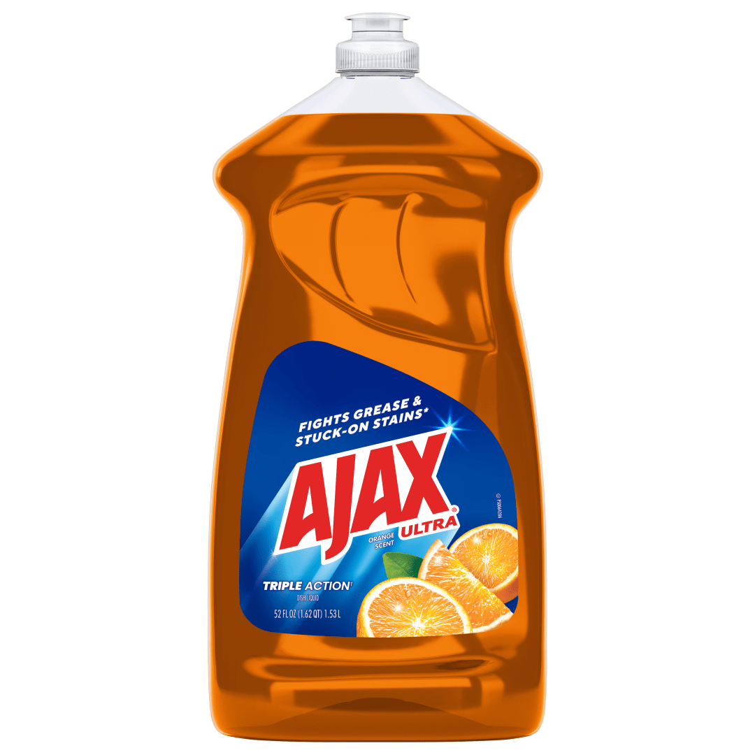 Ajax Ultra Liquid Dish Soap Orange Scent,Triple Action, Mess-Free, Easy-Flip Cap, 52 fl oz Bottle
