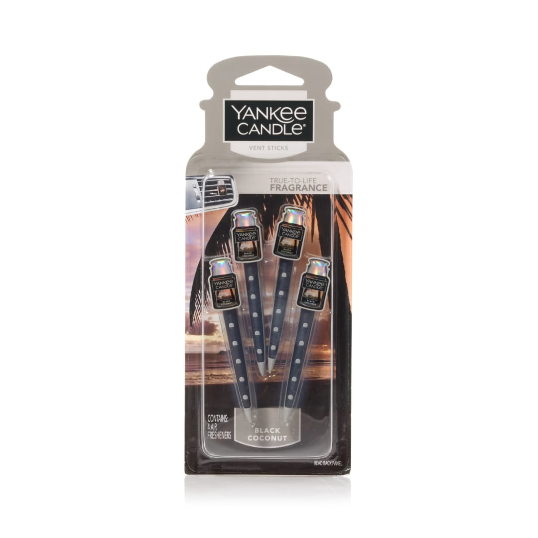Yankee Candle Car Air Freshener Vent Sticks, Black Coconut, 4 Count