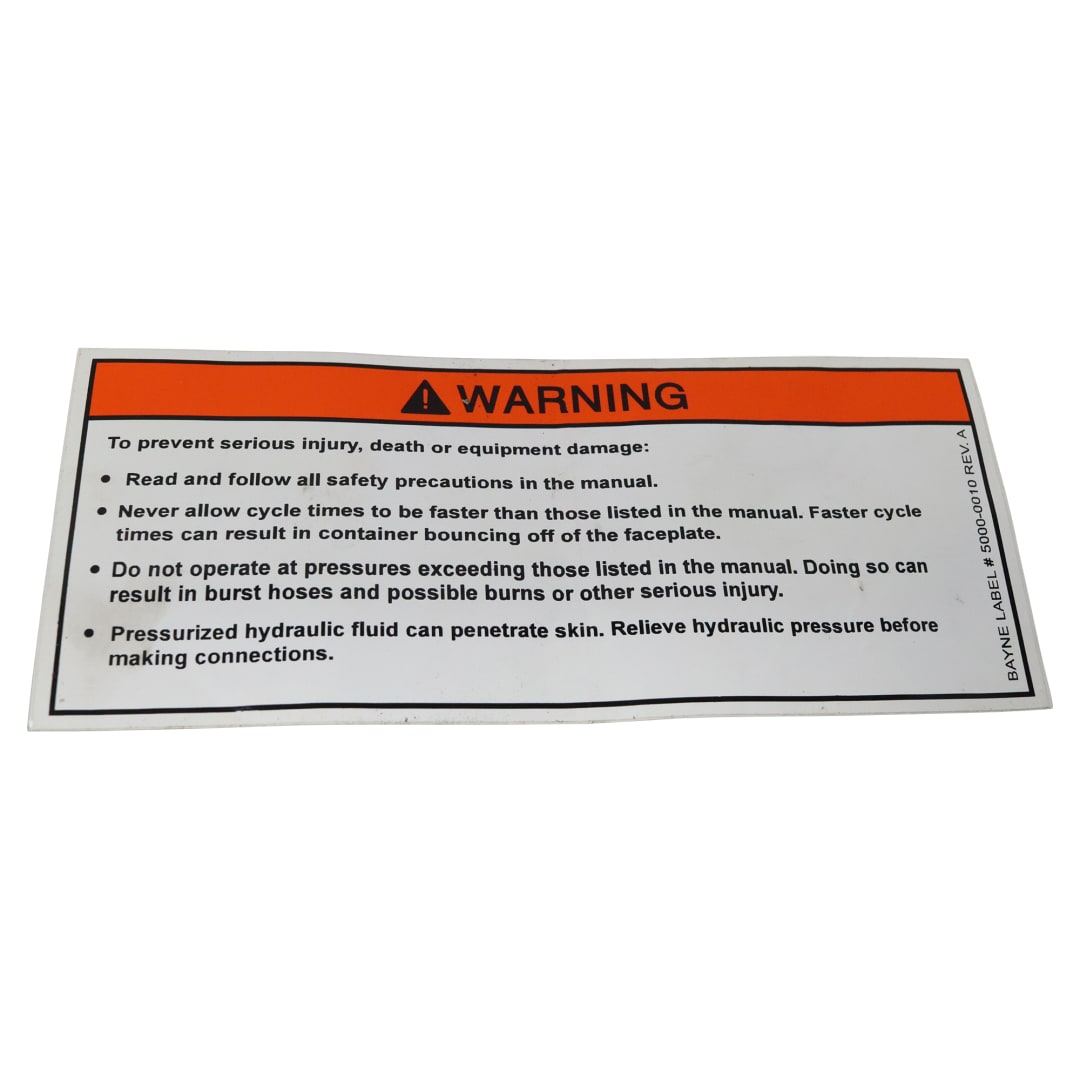 Wastebuilt® Replacement for Bayne 3.38" x 8" Warning Label