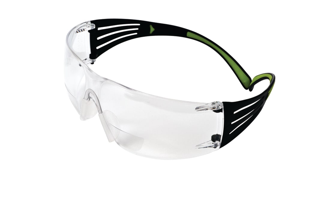 3M™ SecureFit™ 400 Okuyucu İş Güvenliği Gözlükleri, Siyah/Yeşil çerçeve, Çizilmeye Dayanıklı / Buğu Önleyici, şeffaf +1,5 Lens, SF415AS/AF-EU, 20/Kutu