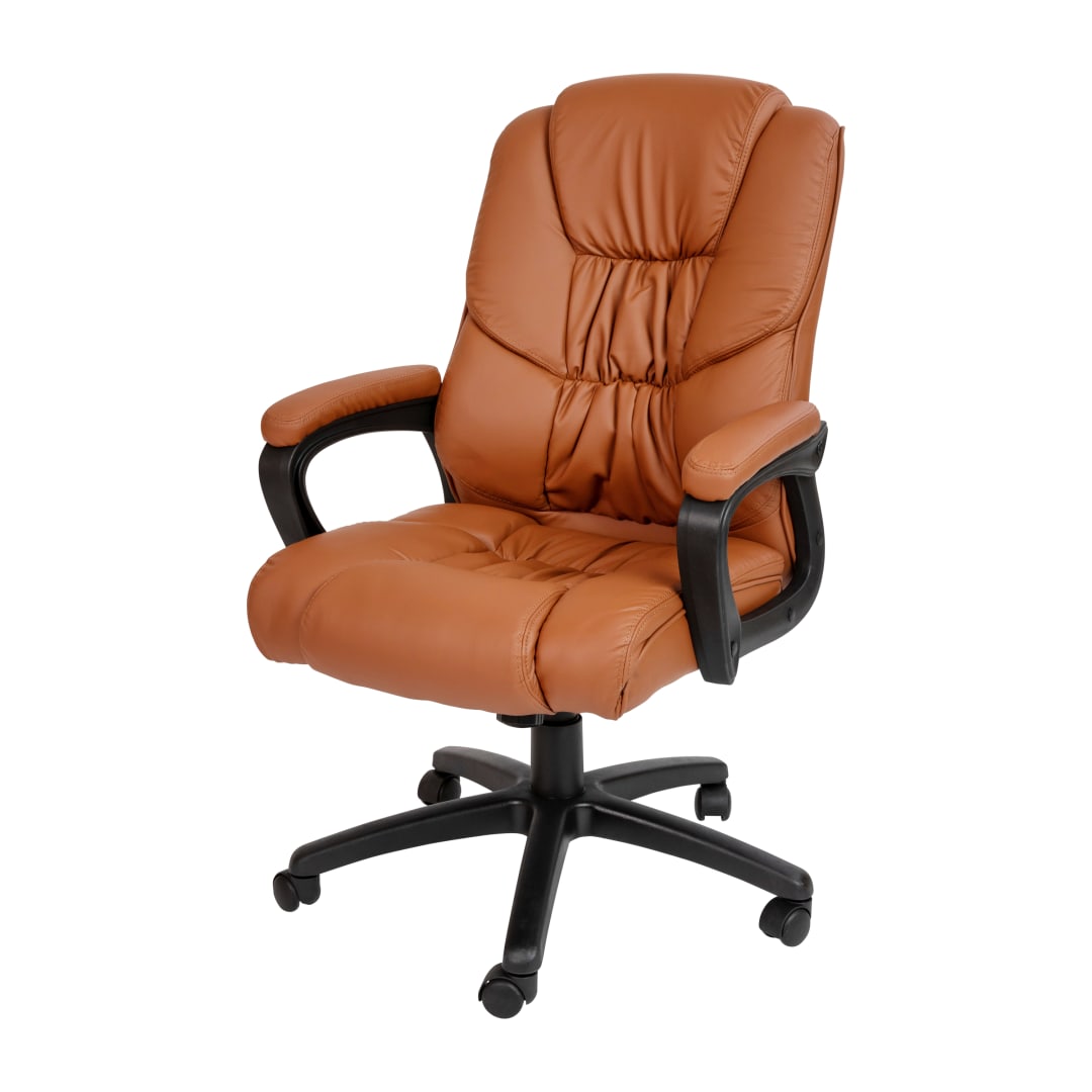 Flash Fundamentals Big &amp; Tall 400 lb. Rated Brown LeatherSoft Swivel Office Chair with Padded Arms