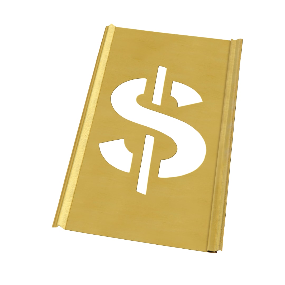 Stencil Sort-3" Brass Gothic Dollar