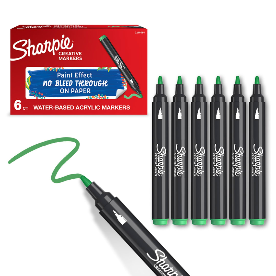 Sharpie Creative Marker, Water-Based Acrylic Marker, Bullet Tip, Emerald Green, 1 Count
