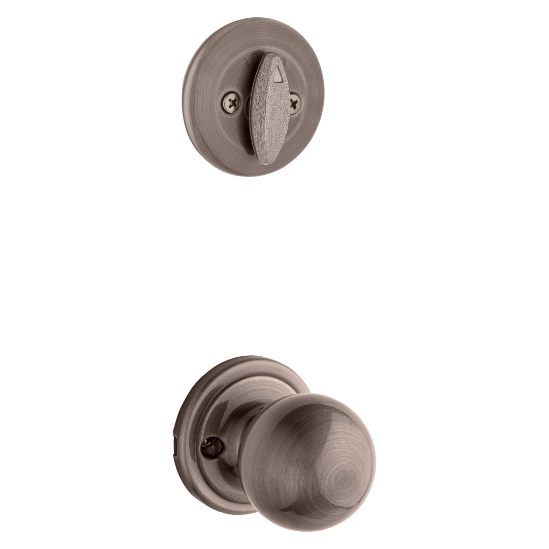604 Single Cylinder Interior Pack w/Circa Knob for Kwikset Series Handlesets in Antique Nickel