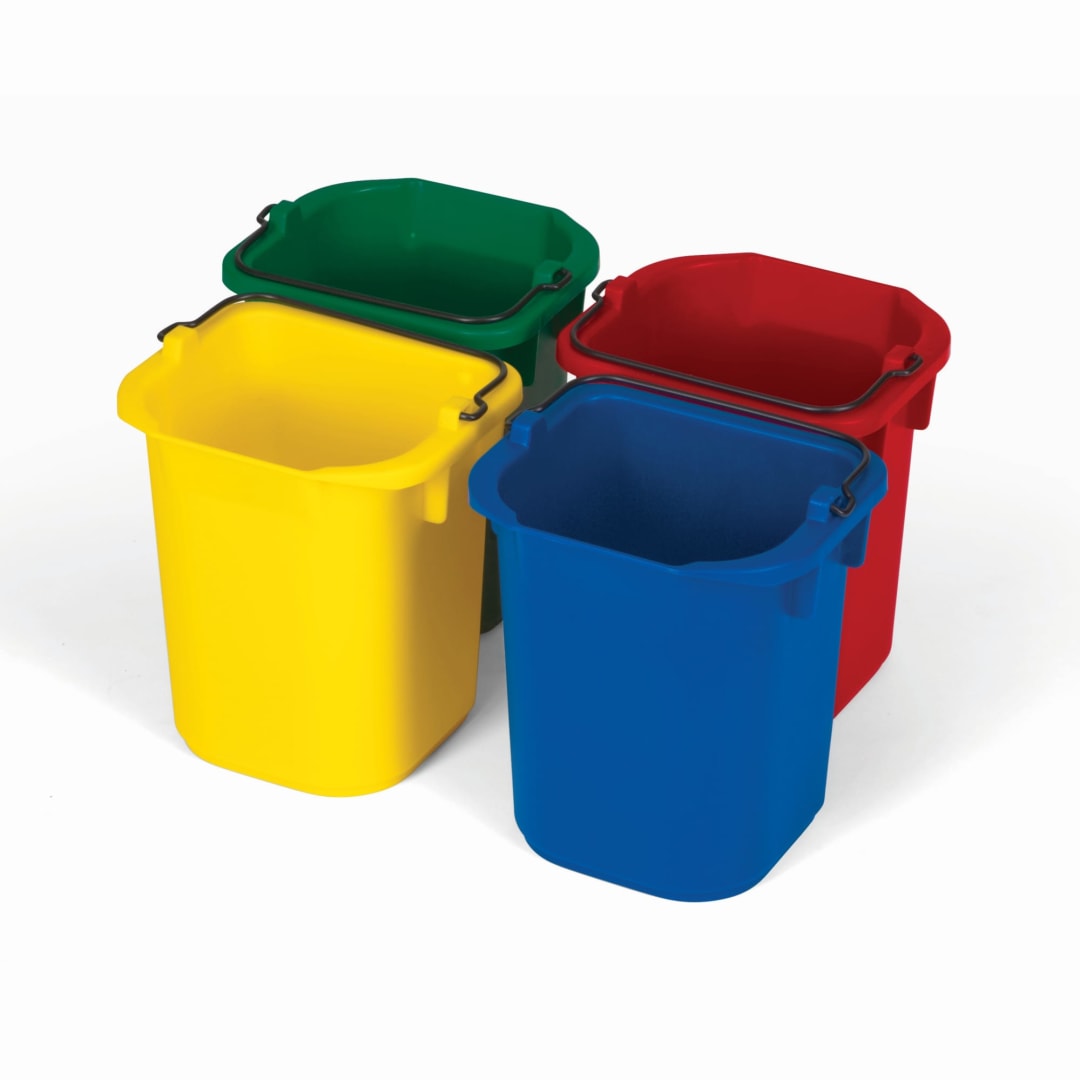 Four Pack of 5-Quart Disinfecting Pails – Blue, Red, Yellow, Green