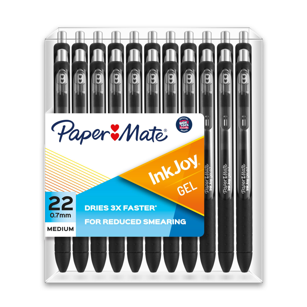 Paper Mate® InkJoy® Pens, Gel Pens, Medium Point (0.7 mm), Black, 22 Count