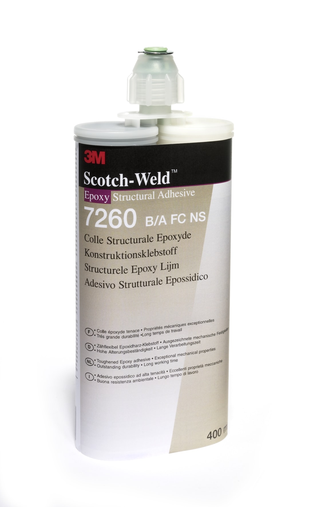 3M™ Scotch-Weld™ Epoxy Adhesive 7260, Without Glass Beads, Black, Part B/A, 400 ml