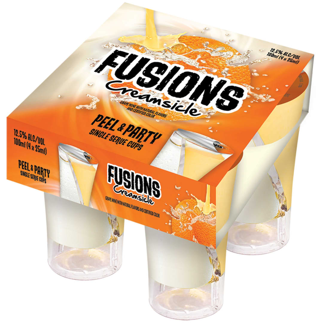 Fusions Peel & Server Single Cups Creamsicle Grape Wine 4 Pack 100ml (4X25ml) 25 Proof