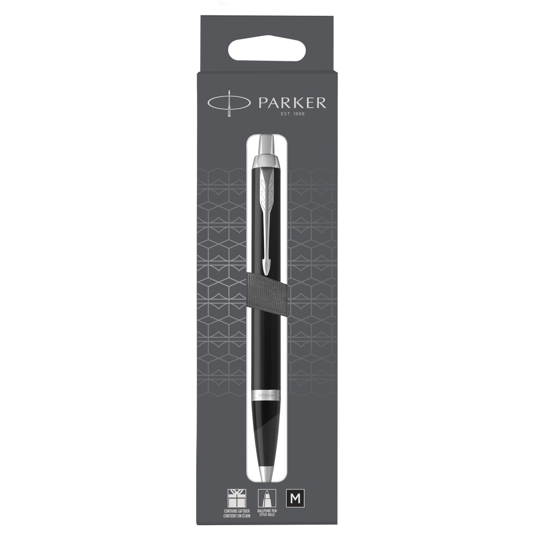 Parker IM Bolígrafo | negro mate con detalles cromados | punta mediana con tinta azule