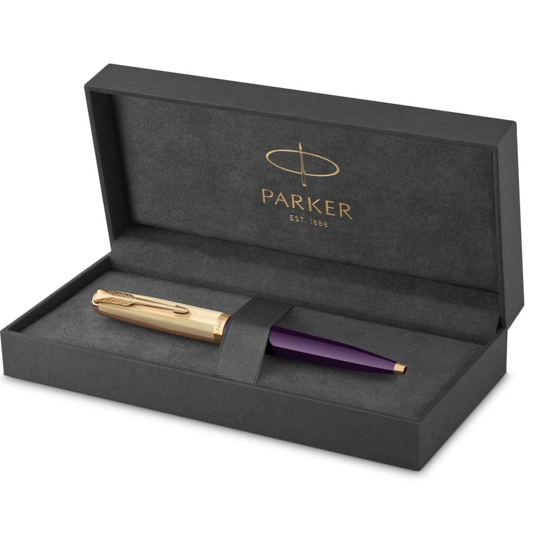 Parker 51 Ballpoint Pen, Plum Barrel with Gold Trim, Medium Point with Black Ink, Gift Box