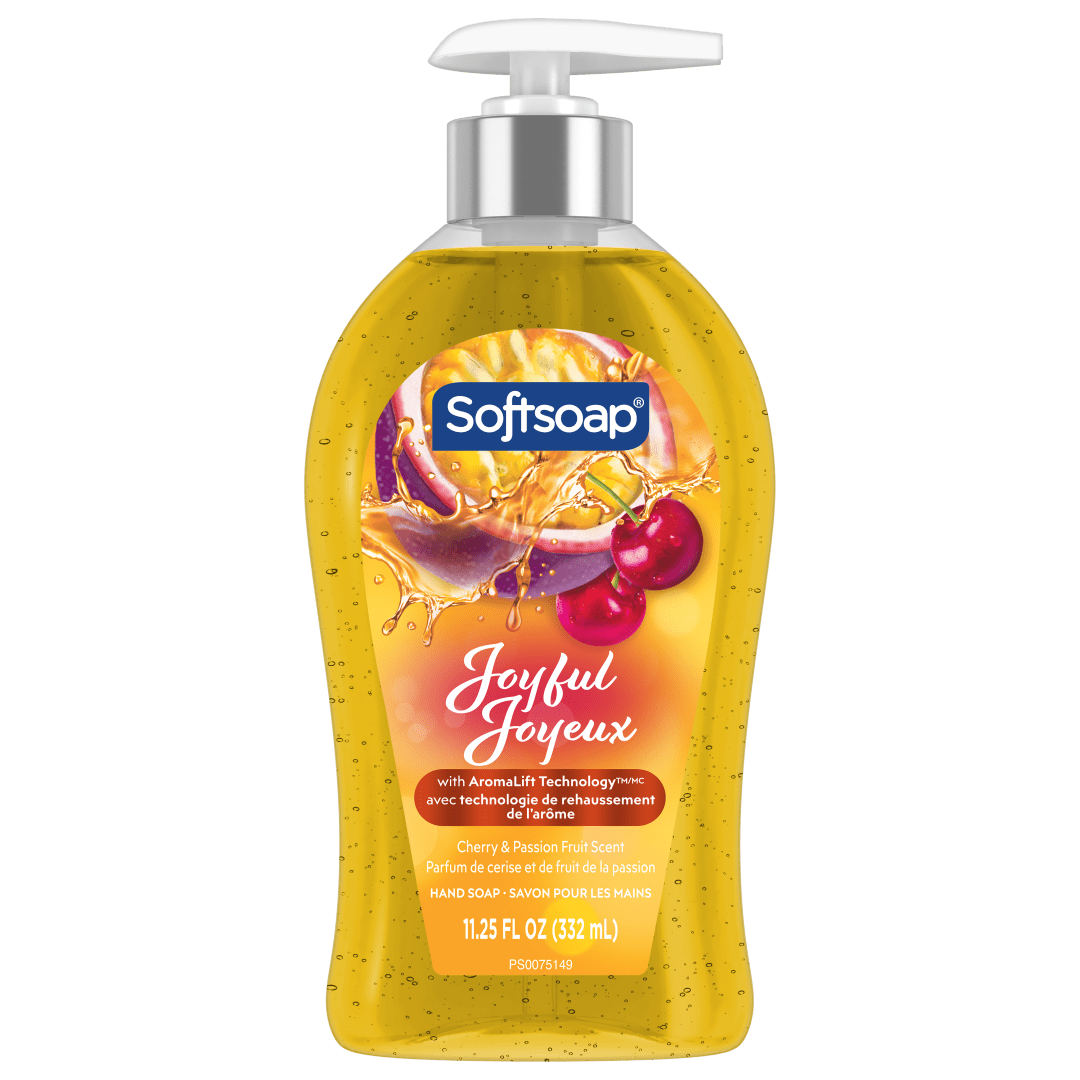 Softsoap Joyful Liquid Hand Soap, Paraben Free, pH Balanced, Cherry and Passion Fruit Scent, 332 mL Pump Bottle