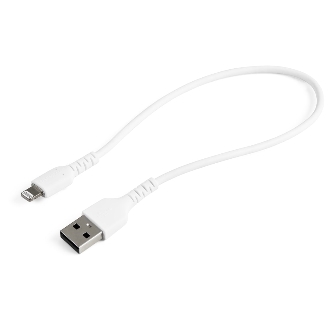 Rugged USB-A to Lightning cable - 30cm, White