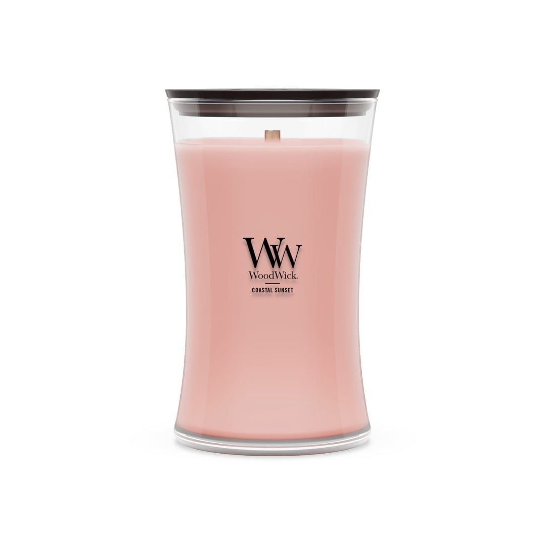 WoodWick® Large Hourglass Candle, Coastal Sunset Scented, Crackles as it burns, Premium Soy Blend Wax, Perfect for gifting, 21oz