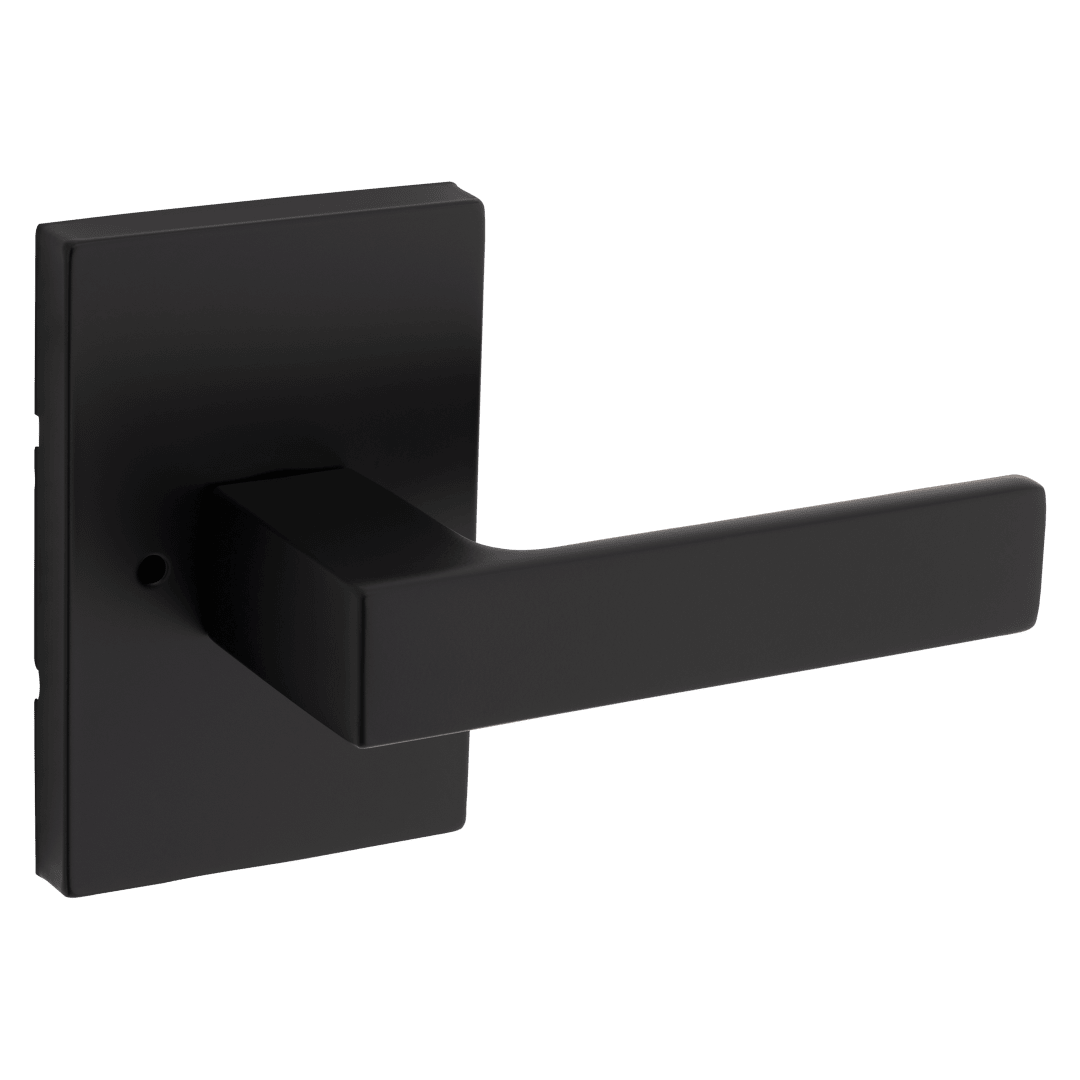 Singapore Bed/Bath Lever w/ Rectangular Rose in Matte Black