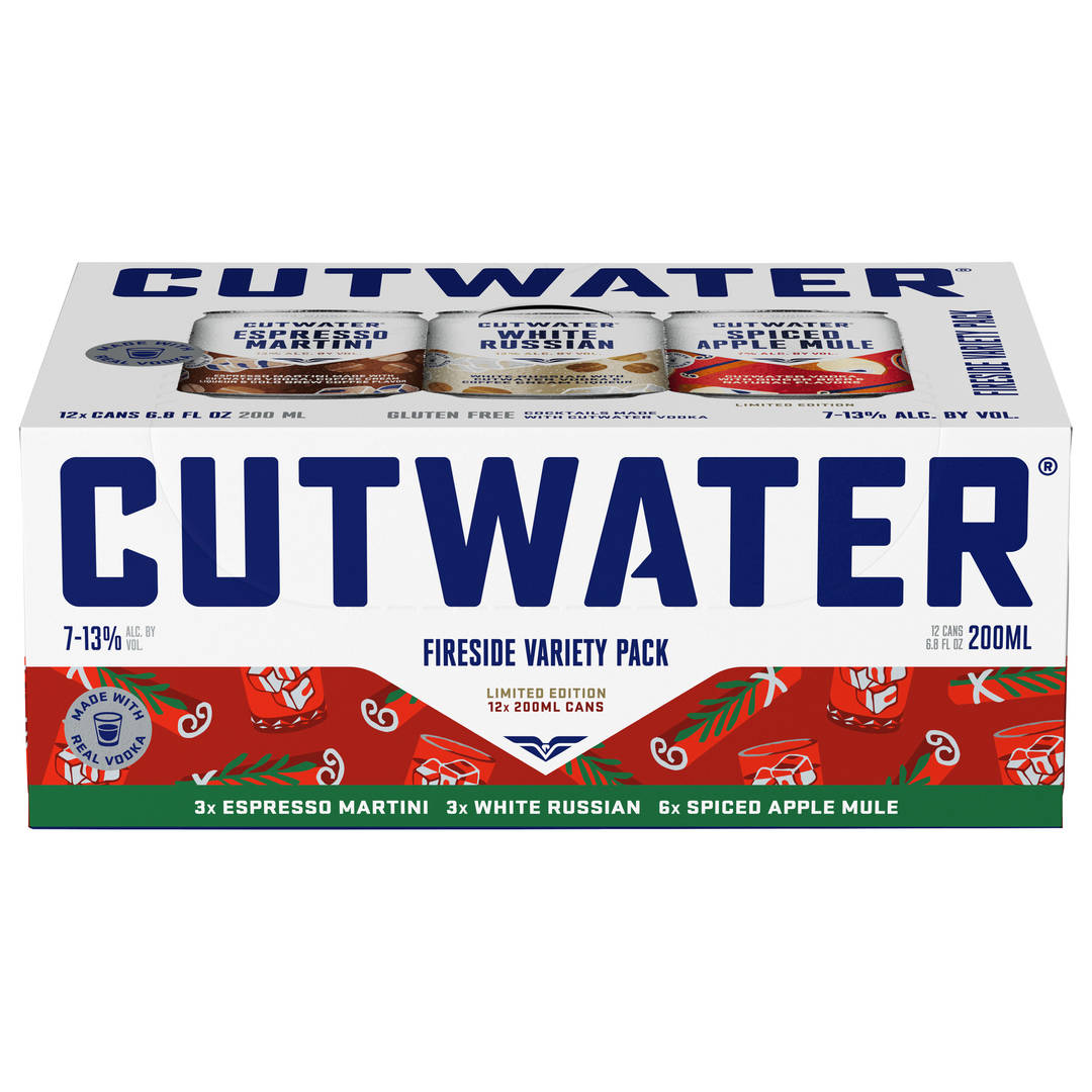 Cutwater Fireside Variety 12 Pack 200ml Cans - Espresso Martini, White Russian, Spiced Apple Mule Vodka