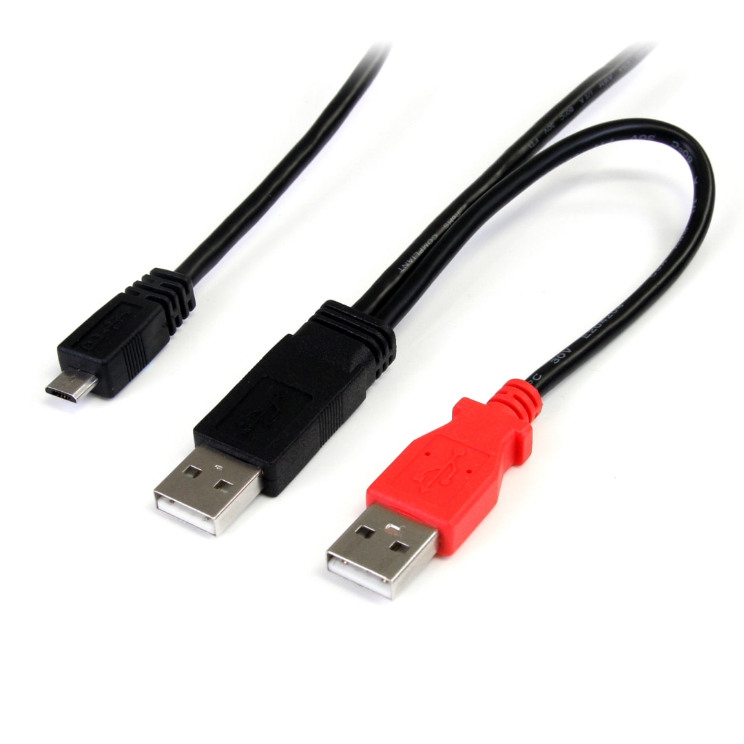 1 ft USB Y Cable for External Hard Drive