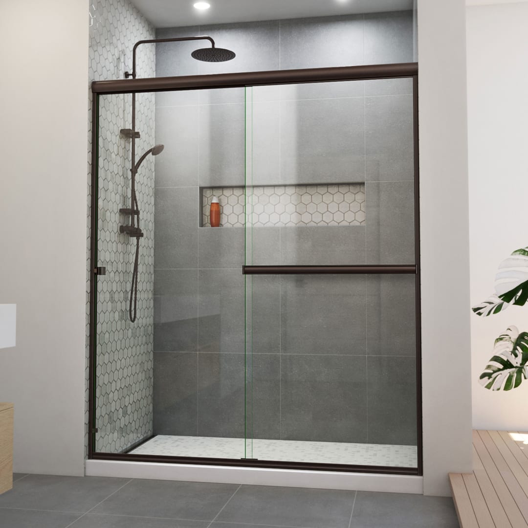 DreamLine Alliance Pro BGX 56 - 60 inch W x 70 3/8 inch H Semi-Frameless Bypass Shower Door in Oil Rubbed Bronze and Clear Glass