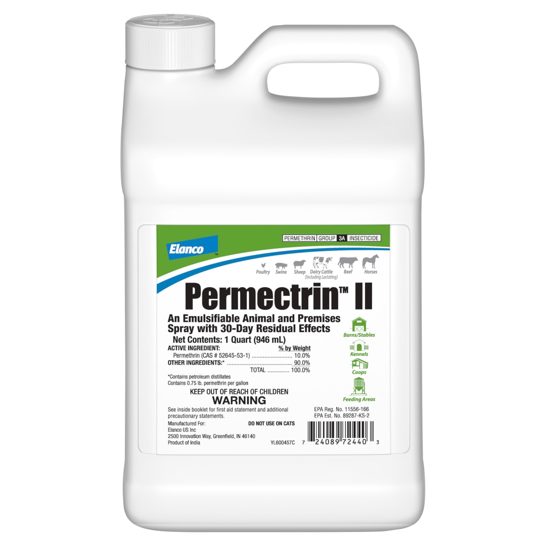 Permectrin II Insecticide | Farm Animal Fly & Insect Killer | 30-Day Residual Effects 1 qt. Bottle