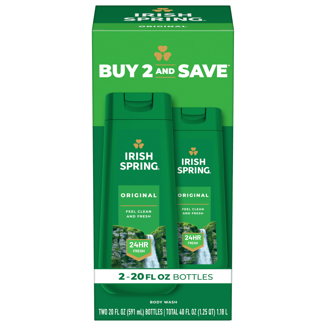 Irish Spring Body Wash for Men, Original Clean Body Wash, 20 Oz, 2 Pack