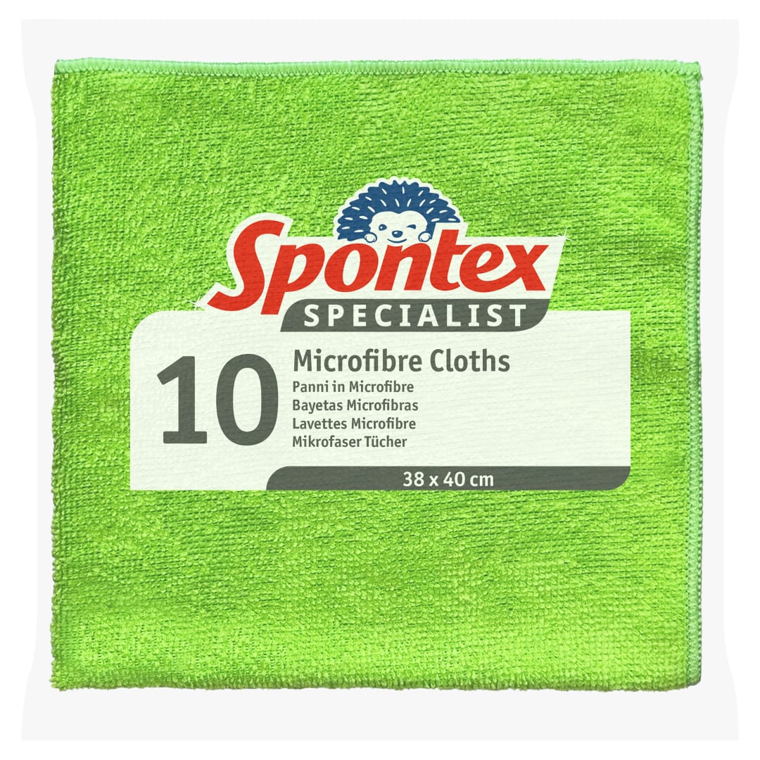 Bayetas de microfibra Specialist de Spontex | Resistentes para quitar el polvo y la grasa de manera profesional | Paquete de 10