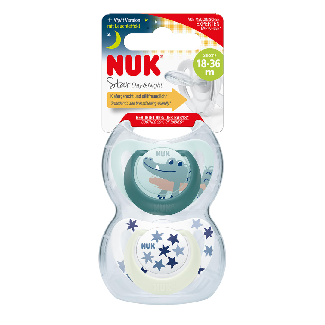 NUK STAR NIGHT SI SOOTHER SIZE 3 2/BOX