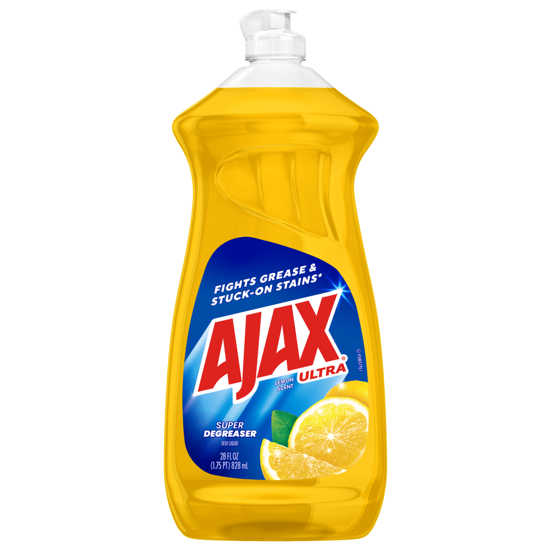 Ajax Ultra Liquid Dish Soap Lemon Scent, Super Degreaser, 28 oz Bottle