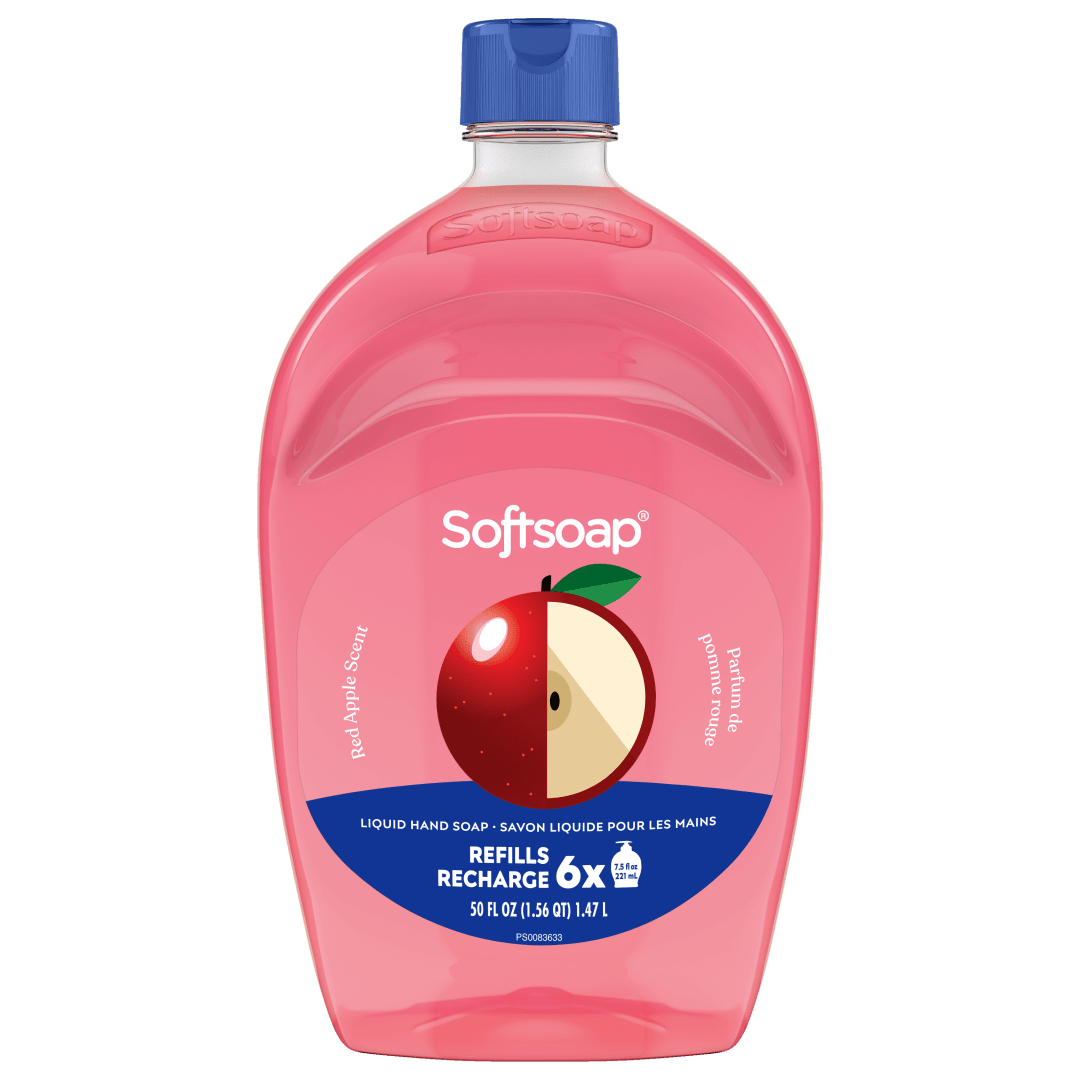 Savon liquide pour les mains Softsoap, édition limitée, Savon pour les mains de cuisine ou de salle de bains, Parfum Pomme rouge, flacon de 1,47 L