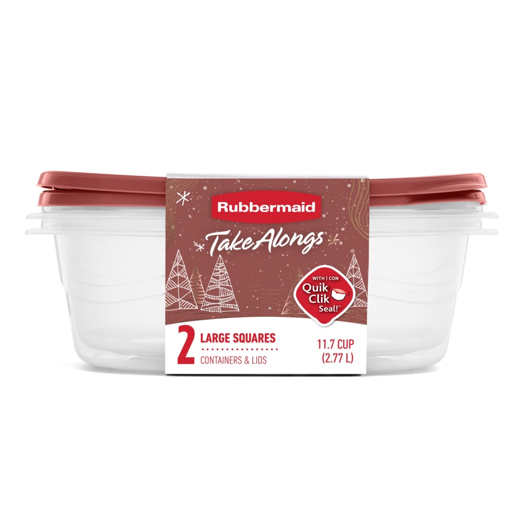 Rubbermaid TakeAlongs 11.7-Cup Food Storage Containers, Food Storage Containers with Lids, Meal Prep Containers, Limited-Edition Maple Leaf Red, 2-Pack