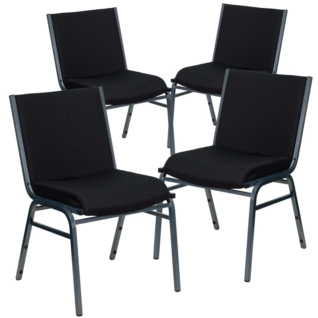4 Pack HERCULES Series Heavy Duty Black Dot Fabric Stack Chair