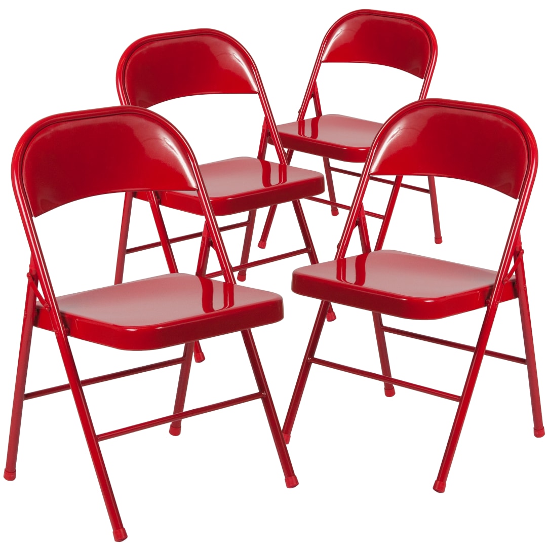 4 Pack HERCULES Series Double Braced Red Metal Folding Chair